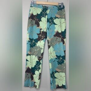 ESS Floral Cotton Flat Front Crop Pants Womens Size 2